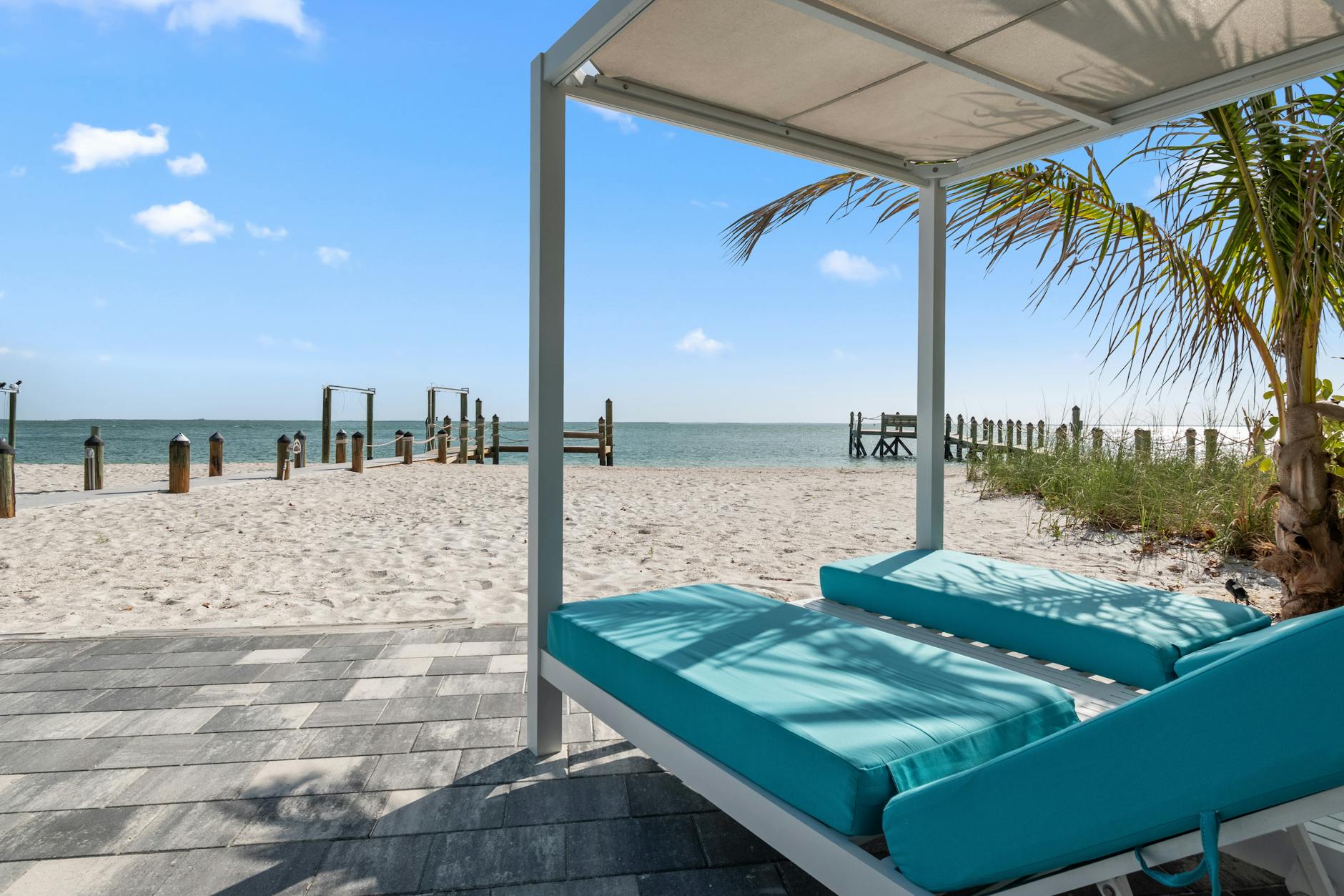 luxurious beachside cabana with ocean view